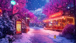 Mellow Jazz Music for Chilly Winter Evenings | Cozy Coffee Shop Ambience with Snow Falling Outside