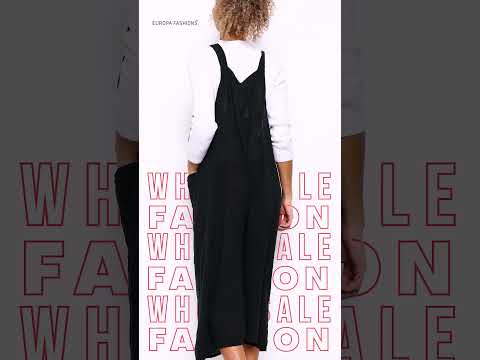 Strap Button Detail Plain Linen Jumpsuit Dungaree #shorts #clothes #shortvideo #fashionstyle #uk