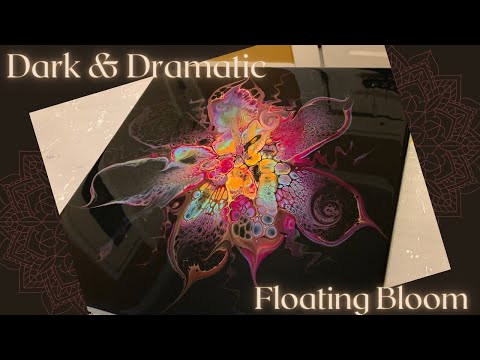 #216 Dark & Dramatic Floating Bloom | Acrylic Pour Painting | Abstract | Fluid Painting