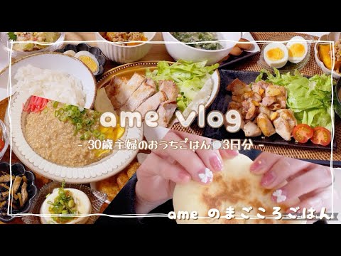 【主婦vlog】おうちごはん3日分🍽️1年ぶりの1日出勤で体バキバキ⚡️ガリバタチキン/ポークステーキ/オムそぼろ丼 【日常vlog/主婦の1日/料理/cooking】