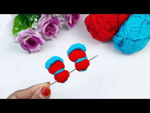 It's so Beautiful! Super Easy Woolen Flower Making Trick | Hand Embroidery Wool Flower