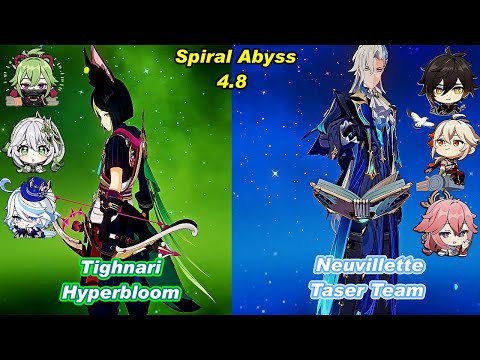 (4.8) C0 Tighnari Hyperbloom Team & C0 Neuvillette Taser Team Spiral Abyss Floor 12 Full Star _F2P