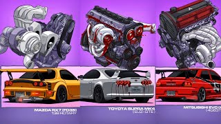 MAZDA RX7 (FO35) 138ROTARY | TOYOTA SUPRA MK4 (2JZ-GTE) | MITSUBISHI EVO IX (4G63T) 🔥 #1to10