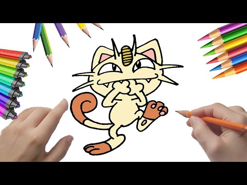 Cómo dibujar a Meowth Tutoria Facil  paso a paso