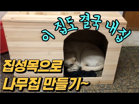 #29 [귀촌 브이로그] 집성목으로 강아지 집 만들기(고무대야 빠이)