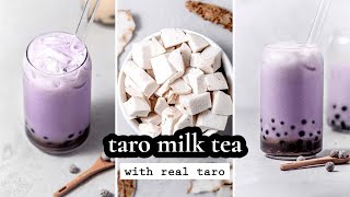 Creamy Taro Milk Bubble Tea | Brown Sugar Boba & Real Taro Root