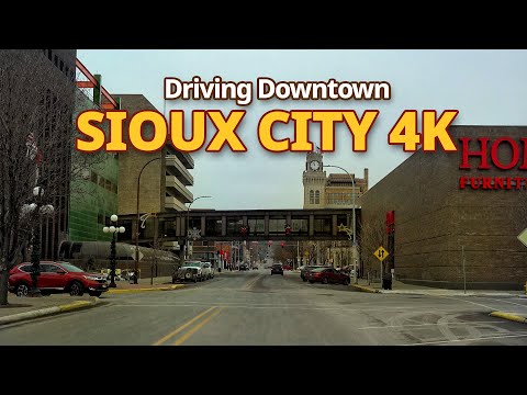 Sioux City 4K- Driving Downtown - Iowa, USA