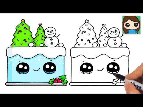 How to Draw a Winter Cake🎄⛄️ Christmas Holiday Cute Art