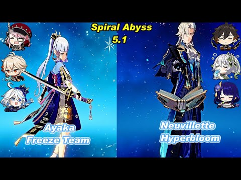 (5.1) C0 Ayaka Freeze Team & C0 Neuvillette Hyperbloom Spiral Abyss Floor 12 Full Star - F2P