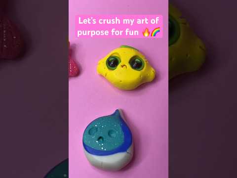 Let’s crush my art on purpose ❤️🌈  #artandcraft #diy #clayart #polmerclay #art