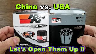 K&N PS-2110 Oil Filter vs. Champion 41372T Oil Filter Cut Open Comparison