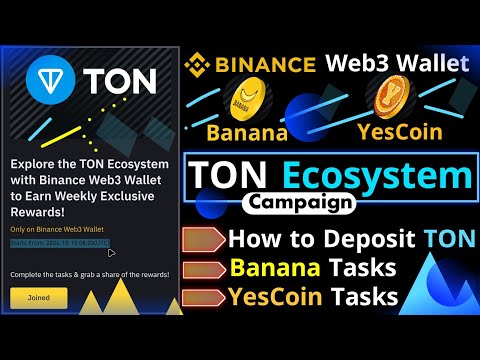 Binance Web3 Wallet TON Ecosystem Campaign || Banana and YesCoin Tasks || How to Deposit Toncoin