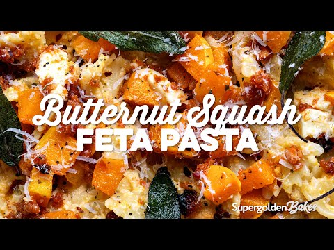 Butternut Squash Feta Pasta with Chorizo | Supergolden Bakes