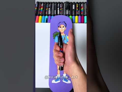 Custom Skateboard Using Posca Markers! Satisfying! (#shorts)