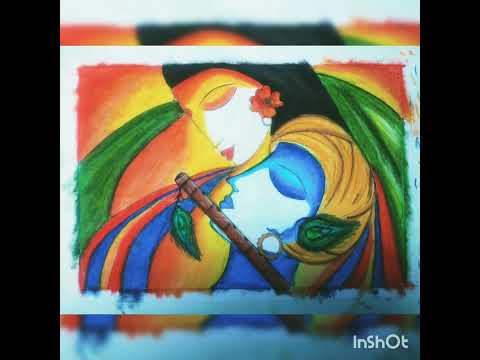 Radha and Krishna painting ❣️#oil pastel colours#