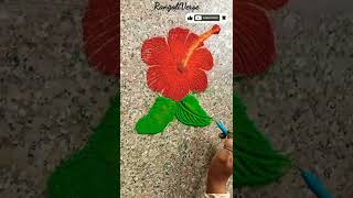 Beautiful Hibiscus 🏵️ Flower Rangoli🥰 | Muggulu | Kolam | रंगोली #shorts #youtubeshorts #ytshorts