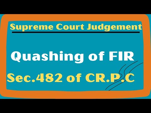 Section 482/Cr.P.C/Supreme Court/Latest Judgement/ Quashing of FIR #latestjudgement #supremecourt