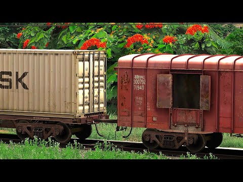 CONTAINER WAGON COUPLING BCNA WAGON | BUMPY RAILROAD | Train Simulator | Railwork | RAILWAY RITAM