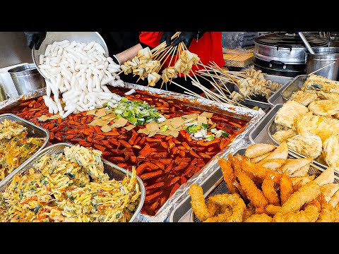 Most popular Korean street food!! Spicy rice cake Tteokbokki & fried food master