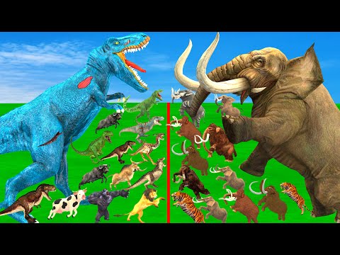 Modern Animals vs Prehistoric Mammals vs Giant Dinosaurs Size Comparison Mammoth Vs TRex Vs Elephant