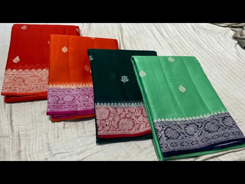 Banarasi handloom pure khaddi georgette shifone silver beautiful buti saree awesome border and pallu