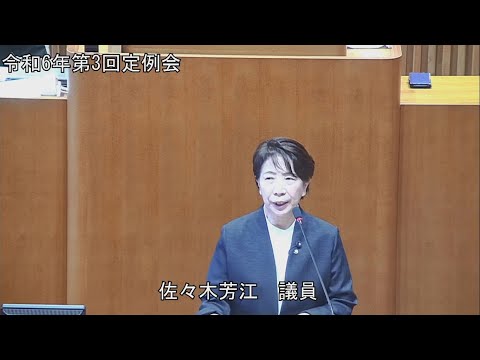 令和6年第3回定例会 9月11日 一般質問 佐々木芳江議員