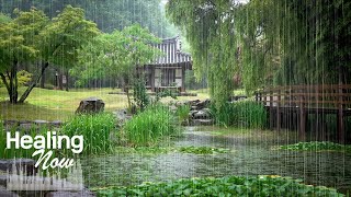 Rain Sounds in a  Beautiful Garden for Healing - Rain Helps You Sleep, Meditate, Relax, and Study