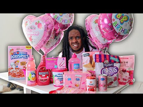 I Only Ate PINK FOODS for 24 HOURS Challenge..