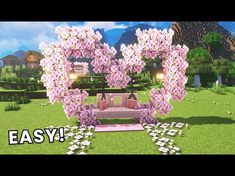 Minecraft I How to Build a Heart Swing I Cherry Blossom