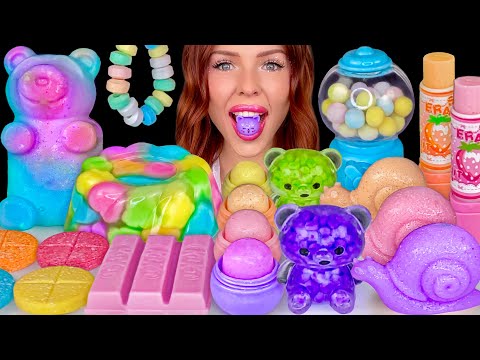 ASMR MUKBANG, Easter Eggs, Lucky Charms Marshmallow Jello Cake, Giant Gummy Bear, Pastel Food 먹방