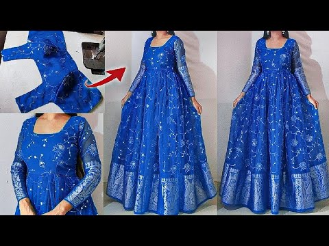 Princess cut long gown cutting stitching for beginners | long dress/frock/dress cutting stitching