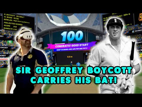 Sir Geoffrey Boycott carries his bat through a 50 over expert league match in VIRTUAL REALITY