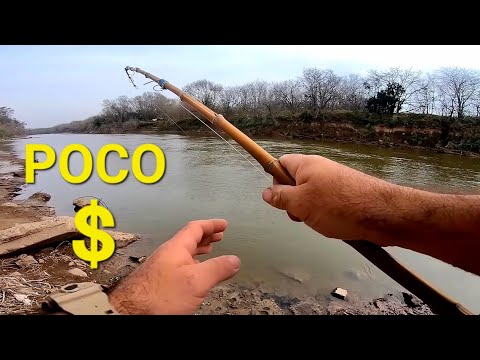 PESCA Y COCINA con POCO DINERO, CAÑAS DE BAMBU CASERAS . PESCA URBANA