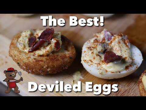 The Best Holiday Deviled Eggs Ever!!! | Smoked, Fried, Delicious, and Topped with Bacon!