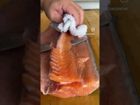 ASMR - Fillet a whole salmon in 30 seconds. #salmon #howto #howtomake #filletfish #asmr #asmrsounds