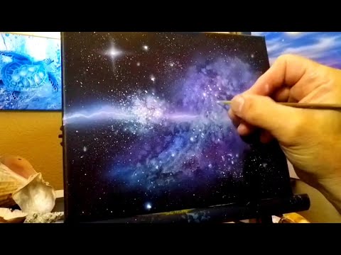 purple plasma acrylic galaxy painting on canvas