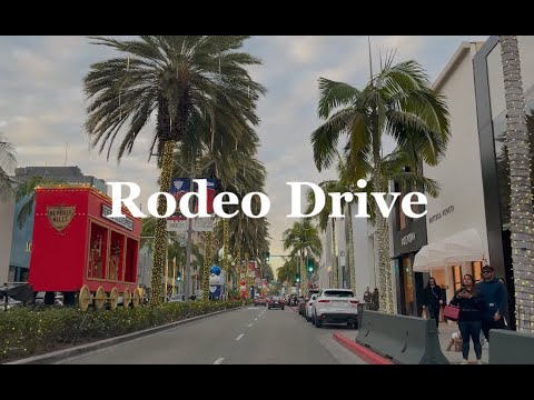 Beverly Hills Rodeo Drive and Wilshire Corridor Los Angeles.   Amazing Sunset Christmas Eve