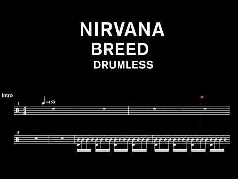 Nirvana - Breed - Drumless (with scrolling drum sheet)