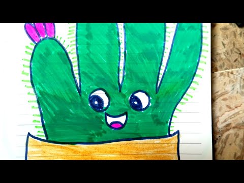 Draw Cute Cactus🌵🌵||Easy Drawing|#drawing#coloring#drawingforkids#kidstv#viral#viralvideo#kidsvideo