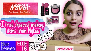 I tried cheapest makeup items from *Nykaa*💓🤩|Started from₹49💵😉|Anindita ani