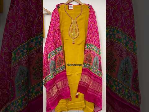 Pure Dola Silk Handwork Unstitched Suits with Pure Gaji Dupatta. Wholesale- 9428614299 #salwarsuit