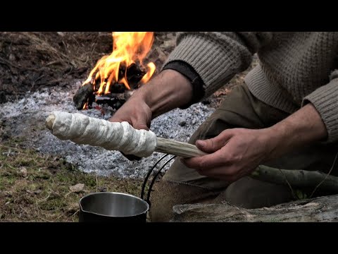 Solo Autumn Tarp Camping Next to a River