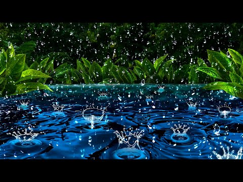 Water & Rain Sounds for Sleeping | Raindrops Splashing on Rushing River!