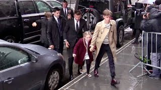 David Beckham, Victoria Beckham and their kids arrive at Balthazar restaurant in Soho