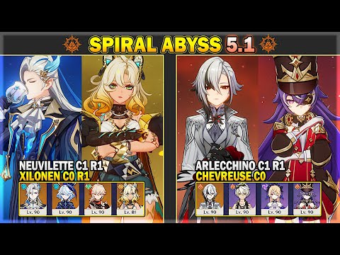 C1 Neuvillette Hypercarry & C1 Arlecchino Overload | Spiral Abyss 5.1 Floor 12 | Genshin Impact