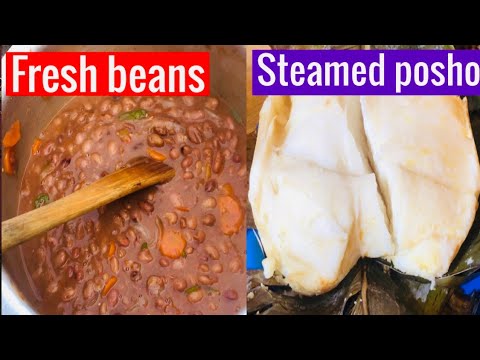 Fried fresh beans stew & steamed posho! BEST FOOD COMBO