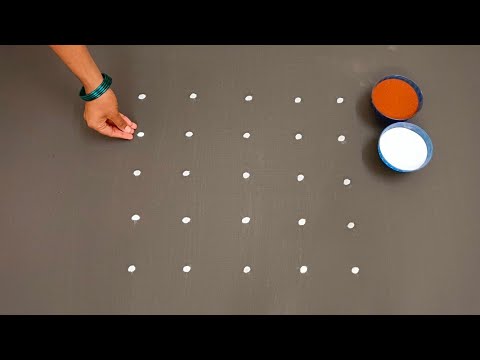 Simple and easy flowerkolam|5*5purattasi maadham rangoli|vinayagar chaturthi muggulu|Colours Rangoli