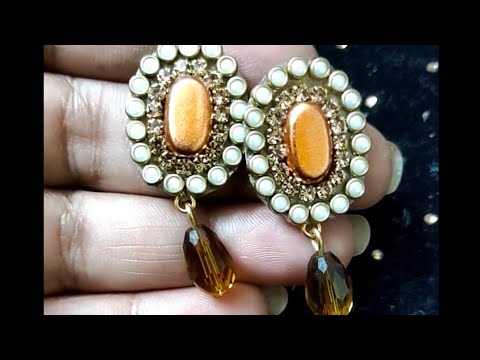 handmade #small stone earrings #making diy#please watch