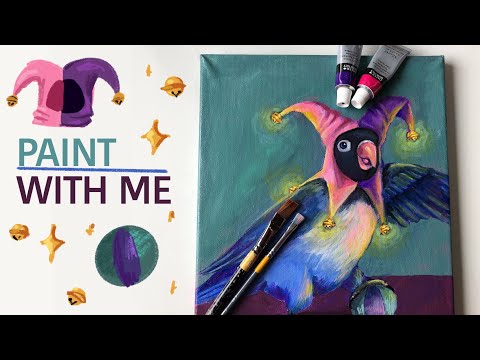 Paint with me ☆ painting with acrylics ☆ jester parrot