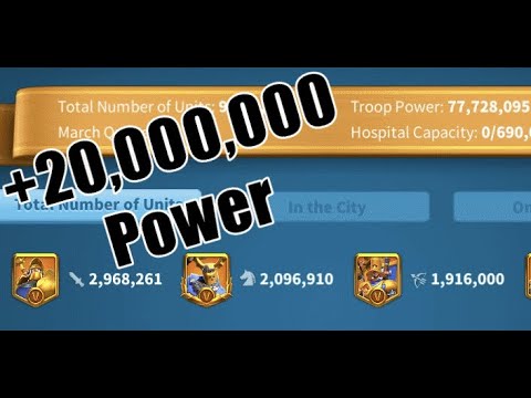 2,000,000 T5 Troop Training in 10 Minutes, 20,000,000 Power Gain - Rise of Kingdoms